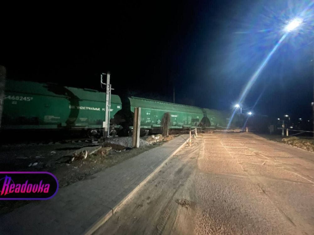 В Борисполе под Киевом грузовой поезд сошел с рельсов