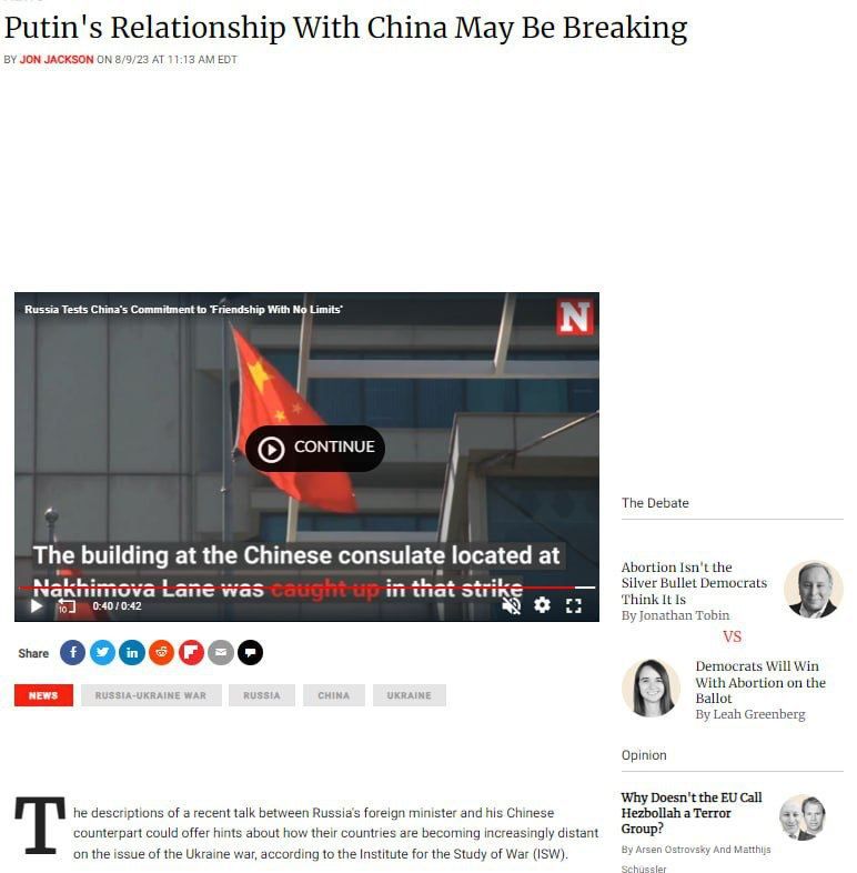 ����: �������� �� ������� ������ � ���������� ����������� ��������� ����� ������� � ������, �������� ������� Newsweek �� ������ ������ ������������ �������������� ��������� ����� (ISW)