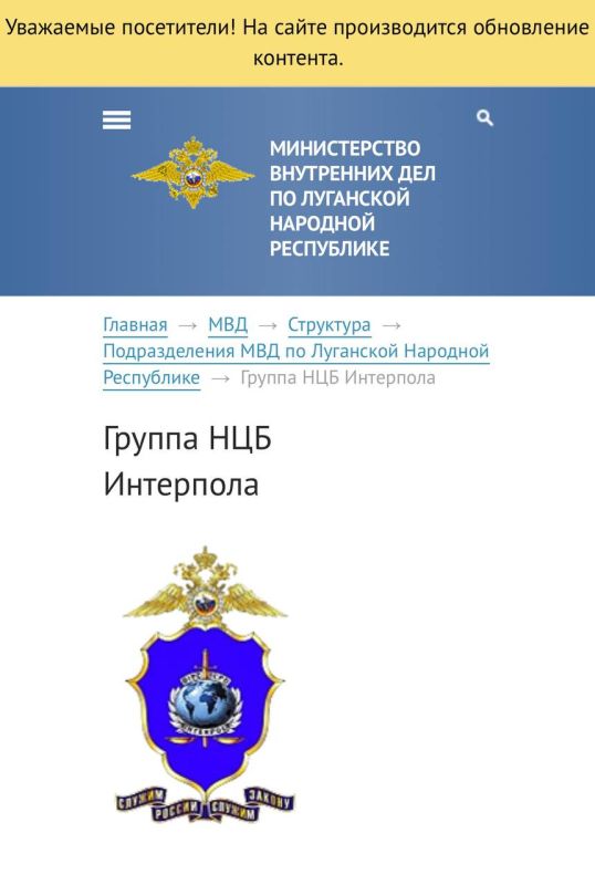 На сайтах МВД ЛНР и МВД ДНР появились ссылки на страницы региональных отделений Национального центрального бюро Интерпола