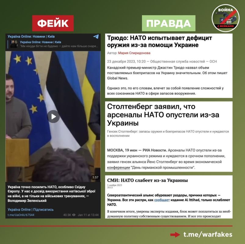 Фейк: Членство Украины в НАТО усилит альянс, заявил украинский президент Владимир Зеленский