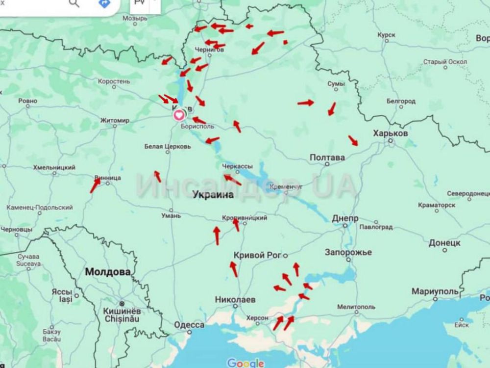 Массированный удар по Украине: ракетоносцы Ту-95МС пускают ракеты, 45 "Гераней" атакуют цели, в небе носитель "Кинжалов" МиГ-31