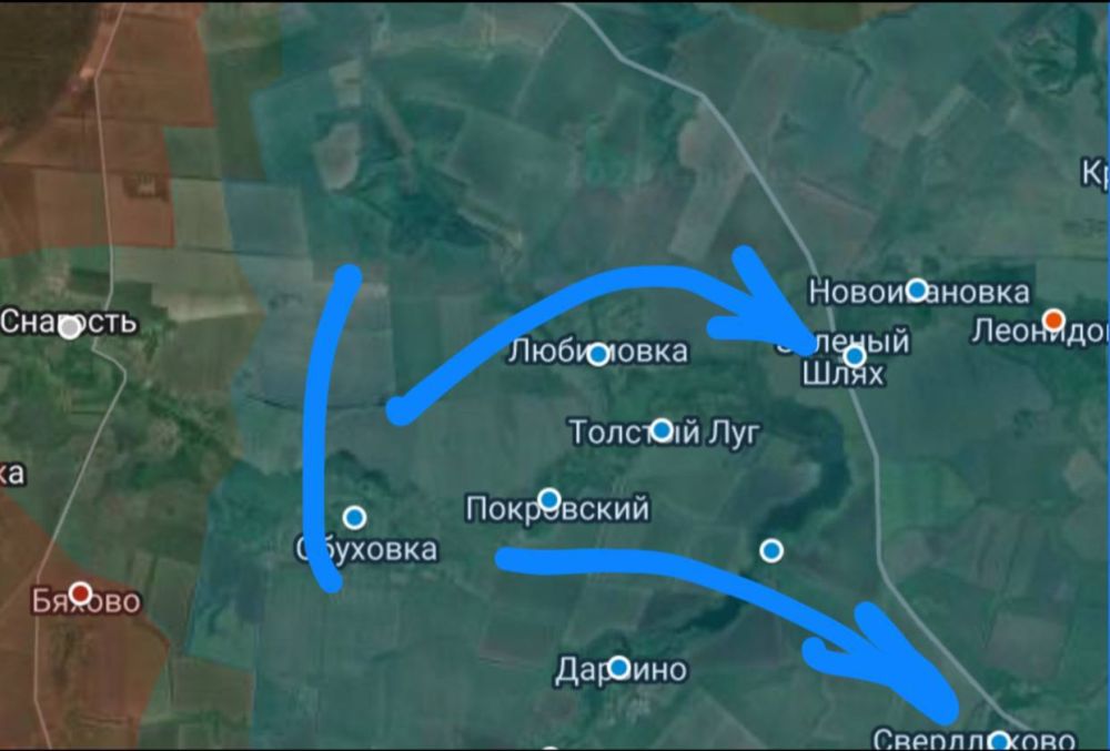 В Курской области Вооруженные силы Украины, которые ранее оккупировали Снагость и Обуховку, выводят свои войска в Зеленый Шлях и Свердлово, недалеко от шоссе Рыльск-Суджа, чтобы облегчить их потенциальный отступление через границу