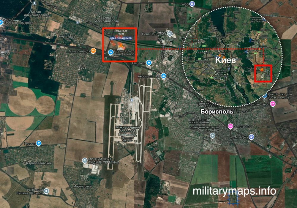 Борисполь (Киев) Ночью около 00:50 в результате комбинированного удара загорелся крупный склад в р-не международного аэропорта Борисполь под Киевом (ВИДЕО)