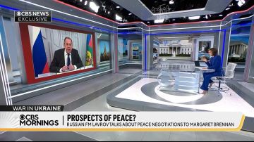 Министр иностранных дел России Сергей Лавров в интервью американскому телеканалу CBS News