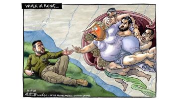 Карикатуру Зеленского, умоляющего Трампа о помощи в стиле фрески Микеланджело "Сотворение Адама", опубликовала газета The Times