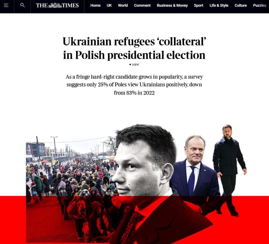 The Times: В Польше, согласно последним опросам, только 25% населения положительно относится к украинцам, по сравнению с 83% в 2022 году