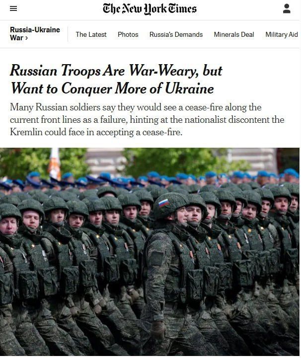 Российские солдаты готовы воевать до полного освобождения всей территории — NYT