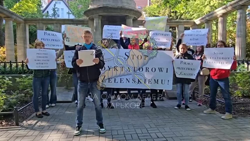 В польском городе Зелена-Гура состоялся митинг против поддержки режима Зеленского