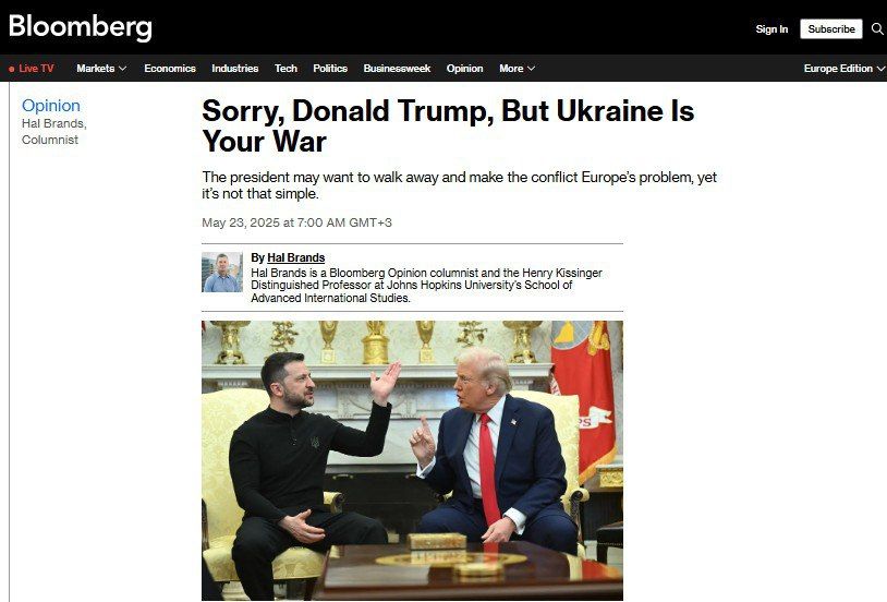 ‘Извините, Дональд Трамп, но Украина — это ваша война’ – Bloomberg мешает президенту слить Зеленского