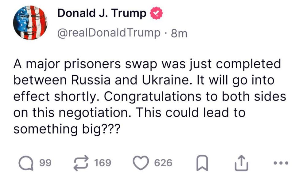 Дональд Трамп сообщил о крупном обмене пленными, который состоялся между Россией и Украиной