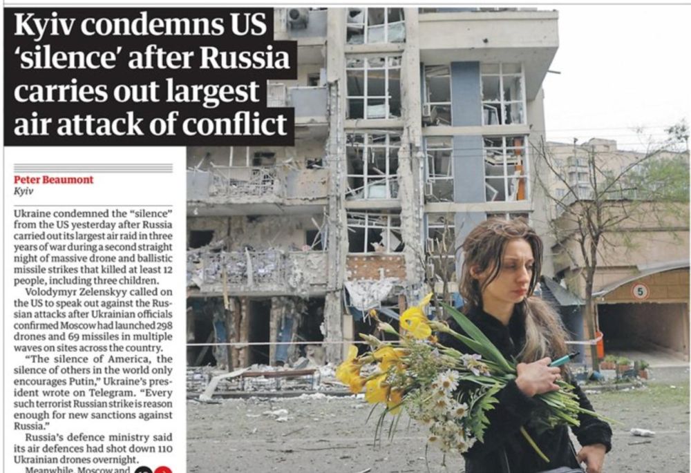 Владимир Корнилов: Целый ряд английских газет сегодня на первые полосы вынес слова Зеленского о том, что он осуждает Америку за «молчание» по поводу ударов по Украине