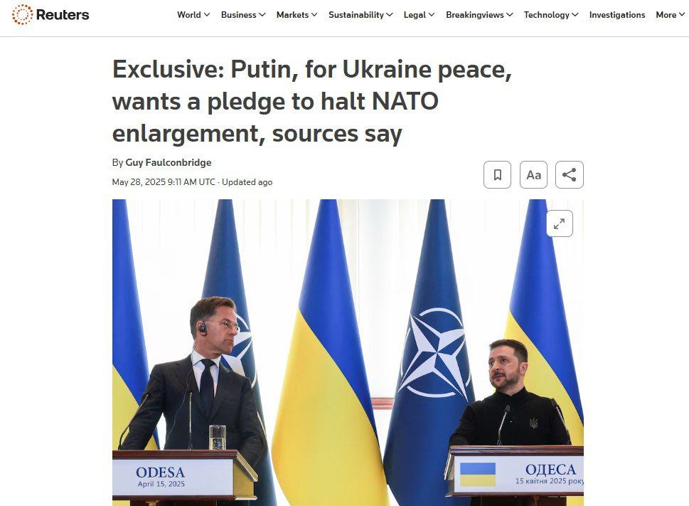 ‘Путин готов заключить мир, но не любой ценой’ – источники Reuters близкие к Кремлю назвали условия президента