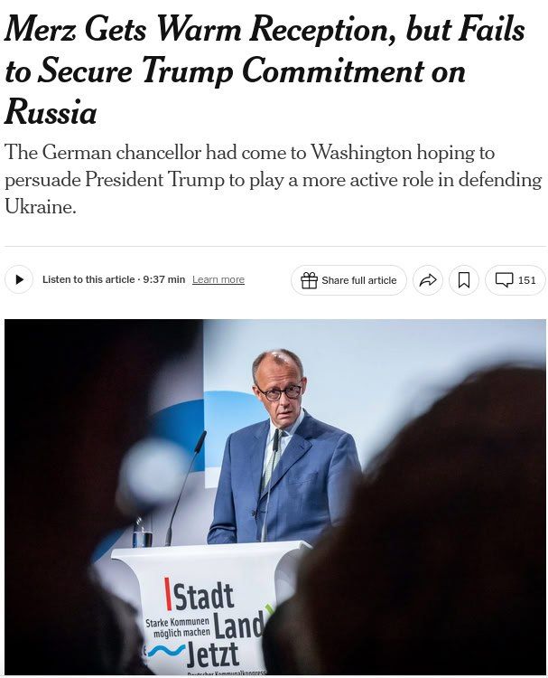 Мерц не смог убедить Трампа помогать Украине