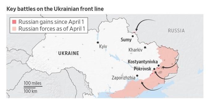 WSJ: в мае Россия освободила больше территорий на Украине, чем за любой месяц с конца 2022-го