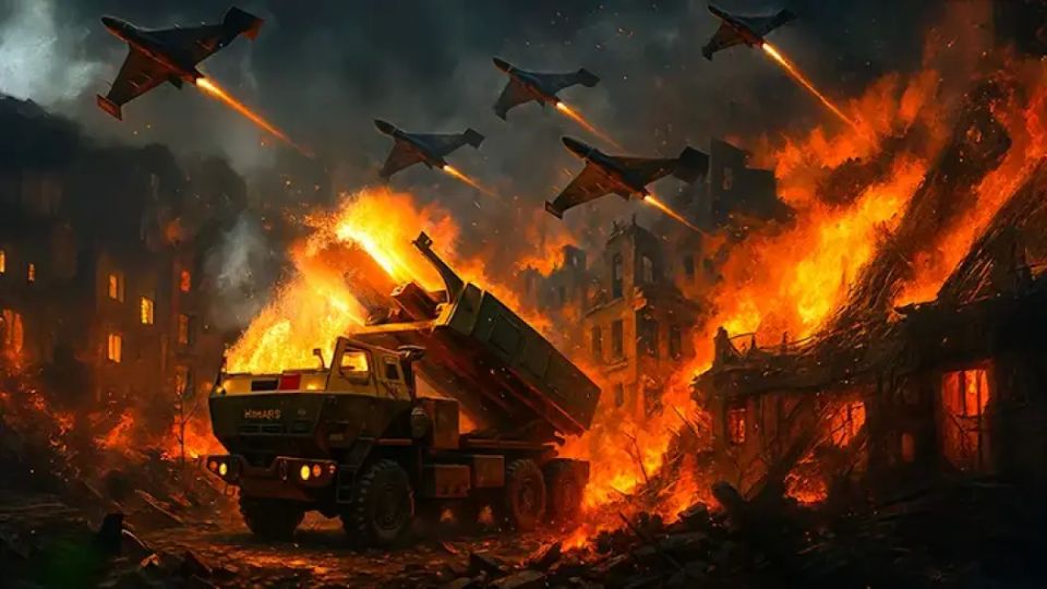 Километровые столбы огня по всей Украине. Тысячи мертвы. Такой удар впервые в истории - всем арсеналом сразу. 1000 "Гераней" за ночь