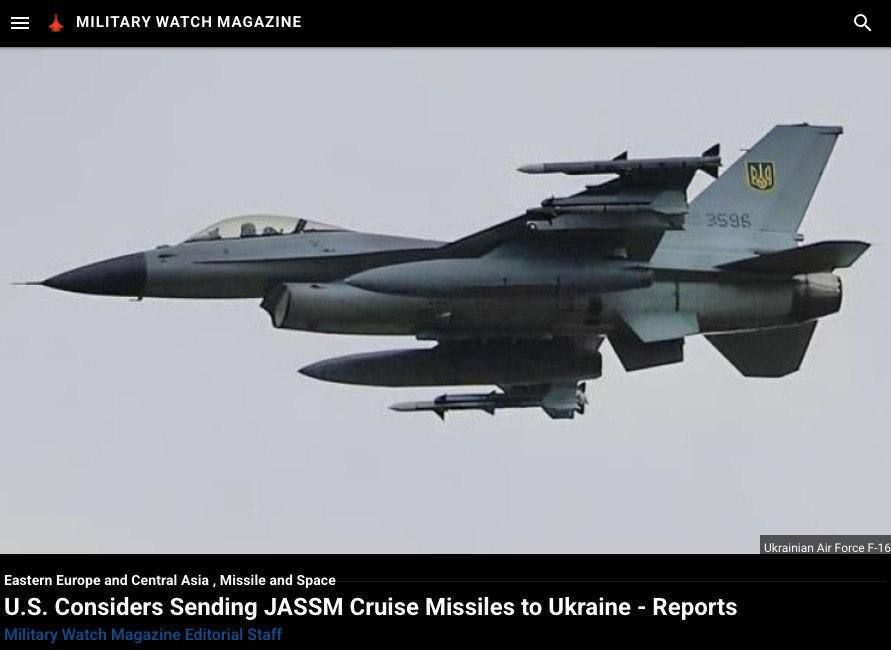 ������� �������: ����� ����� �������� ������� ������������ ������ JASSM ��� F-16 - ����� Military Watch Magazine