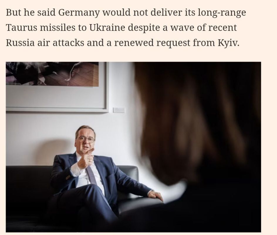 Министр обороны ФРГ Борис Писториус даже сейчас твердо и четко заявил, что не одобрит передачу Украине ракет Taurus, вопреки всем просьбам Киева