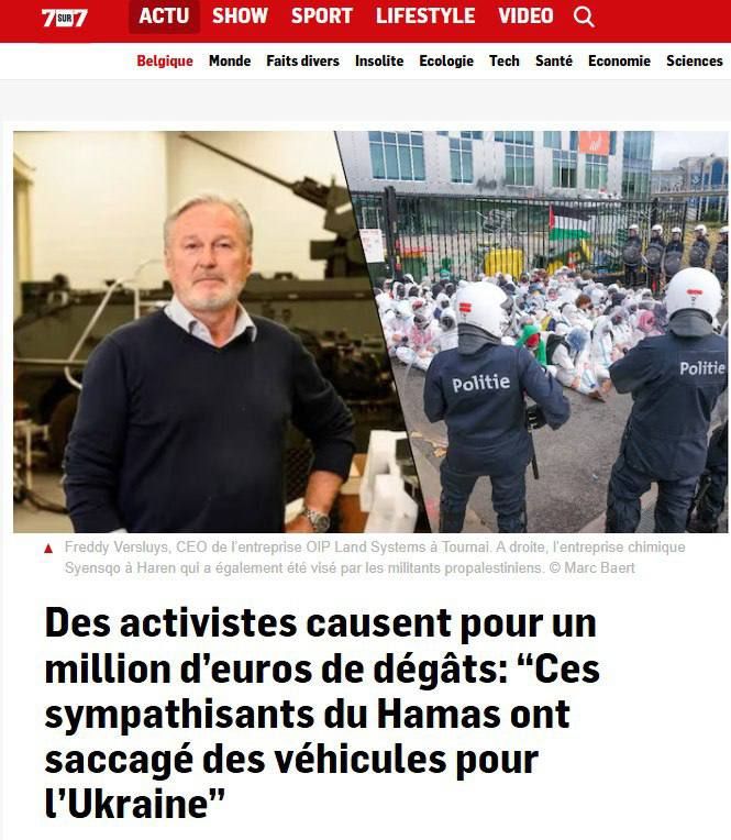 Алексей Журавлев: Пропалестинские активисты сорвали поставки военной техники на Украину из Бельгии – 7sur7