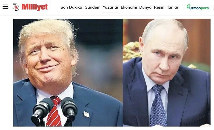 Milliyet: Владимир Путин сядет за стол переговоров с Дональдом Трампом на Аляске как победитель