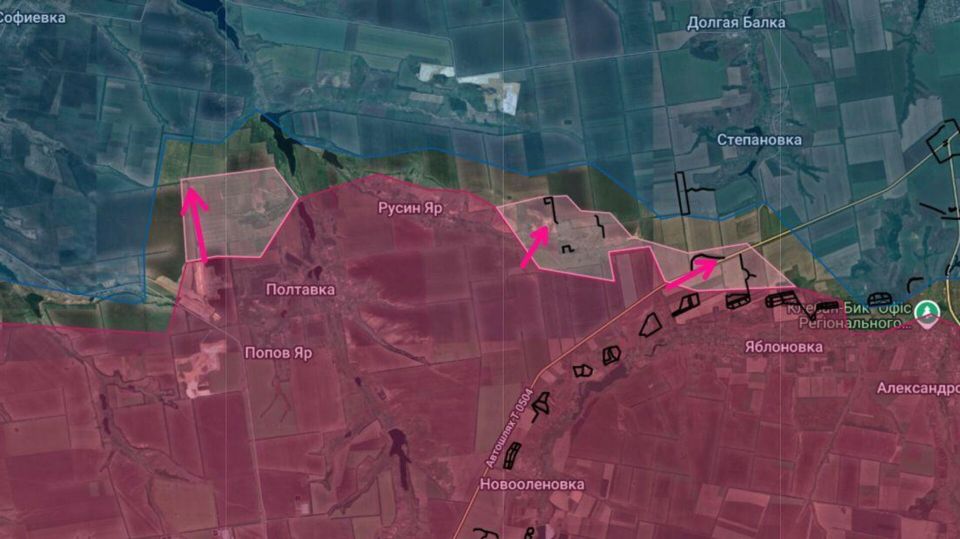 На южно-константиновском направлении подразделения РФ продвинулись вперёд на участке Русин Яр – Яблоновка