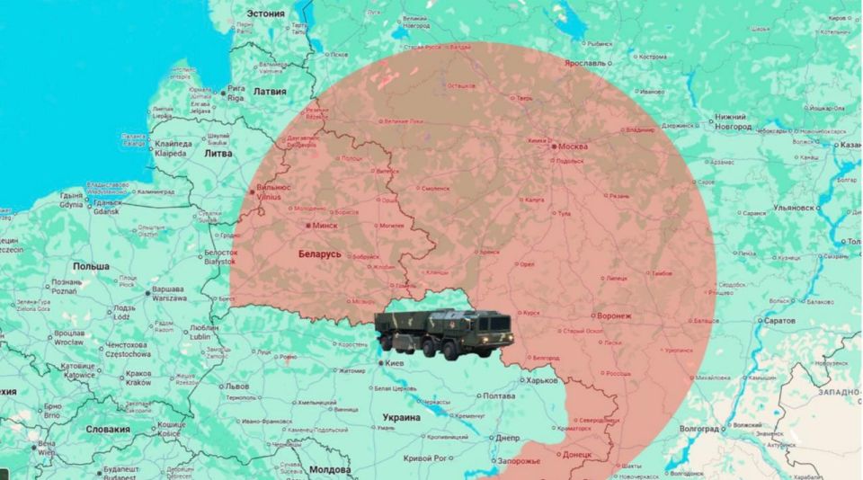 Карту радиуса возможного поражения украинскими ракетами «Сапсан» публикует ФСБ