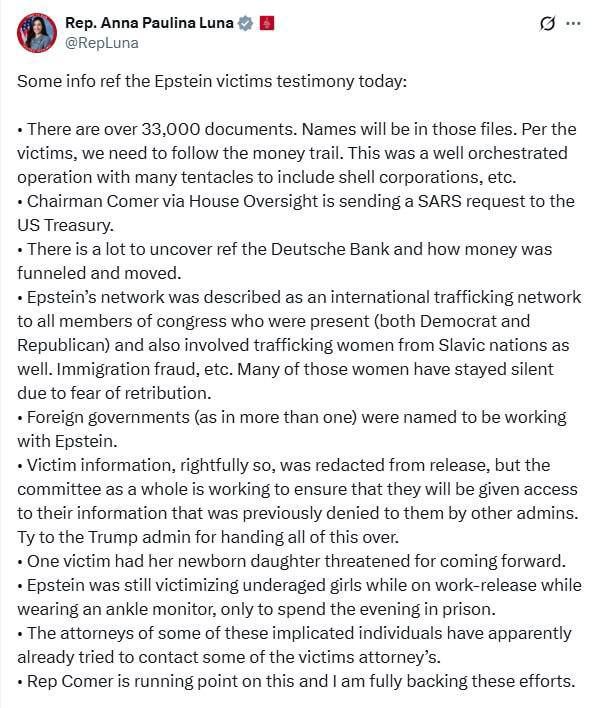 Эпштейн и славянские женщины: новые разоблачения потрясают даже американский Конгресс