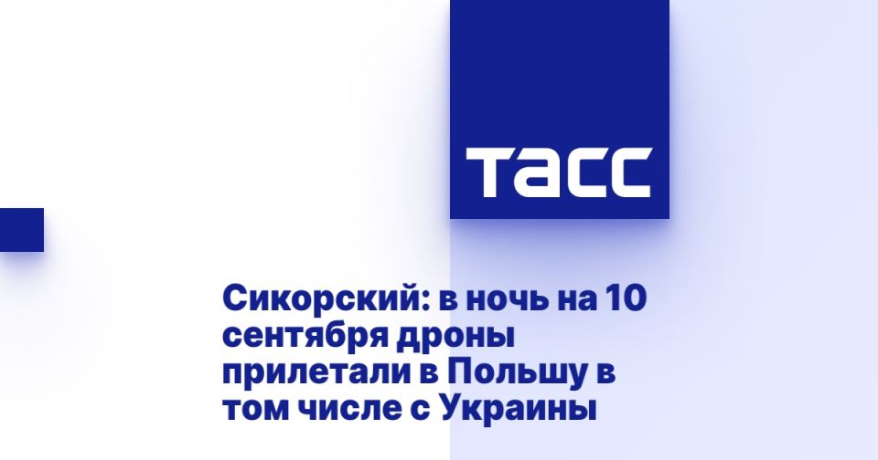 Сикорский: в ночь на 10 сентября дроны прилетали в Польшу в том числе с Украины