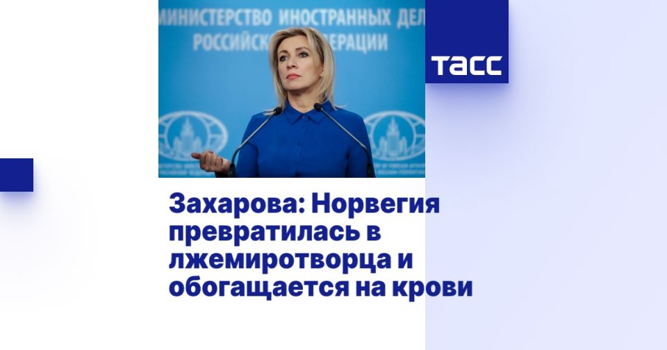 Захарова: Норвегия превратилась в лжемиротворца и обогащается на крови