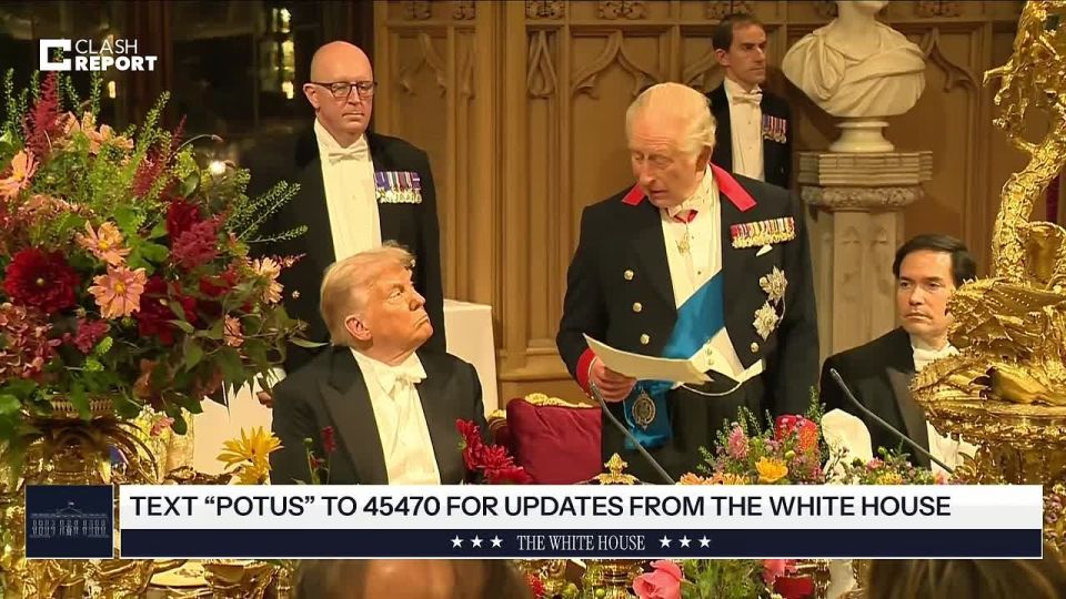 Трамп с Меланией и королевская чета заняли места в Зале Святого Георгия на государственном банкете в Виндзорском замке