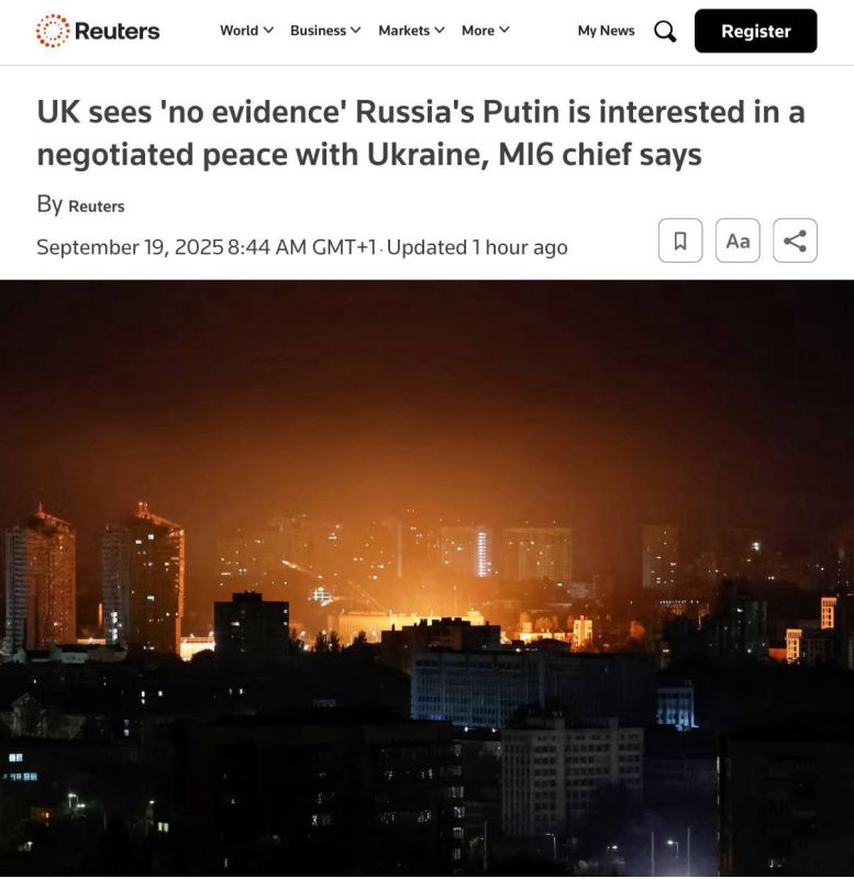 «Нет никаких доказательств того, что Путин заинтересован в переговорах с Украиной, которые не предусматривают капитуляции Украины», — глава британской разведки