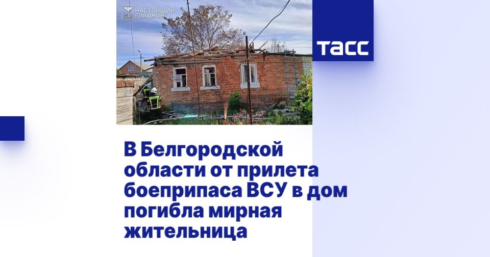 В Белгородской области от прилета боеприпаса ВСУ в дом погибла мирная жительница
