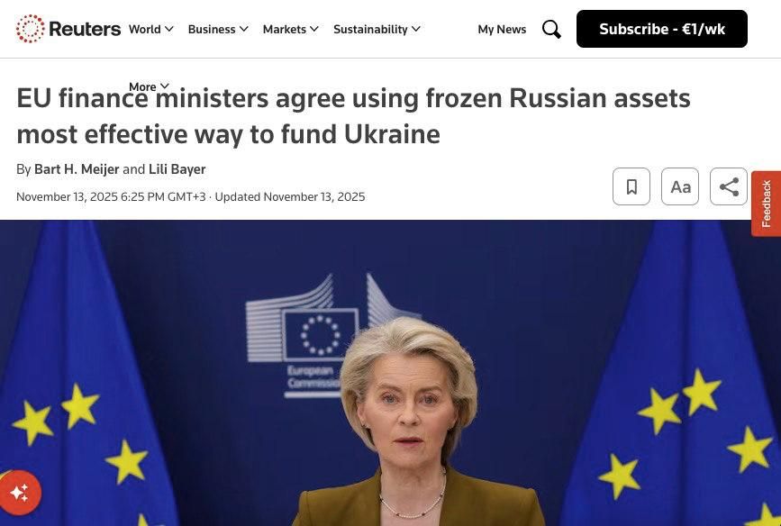 Гинеколог Урсула снова лезет не в своё дело: она направила странам Евросоюза письмо с официальными предложениями по экспроприации [краже] суверенных активов России и двумя «альтернативными опциями финансирования Украины»...