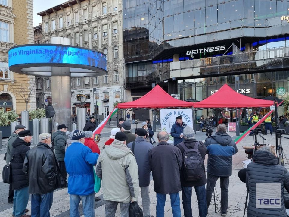 В Будапеште прошел антивоенный митинг против политики ЕС и НАТО, направленной на продолжение конфликта на Украине и конфронтацию с Россией