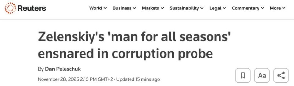 Отказ от Ермака может навесить над Зеленским "тень коррупционных обвинений", — Reuters