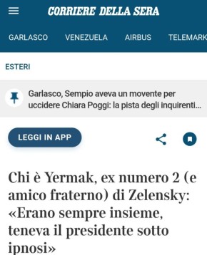 Corriere della Sera: Ермак держал Зеленского под гипнозом