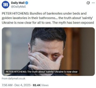 Питер Хитченс: «Пачки банкнот под матрасом и золотые унитазы в уборных… Правда насчет «святой Украины» теперь видна всем и каждому