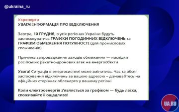 На Украине завтра снова вводят почасовые отключения света по всей стране