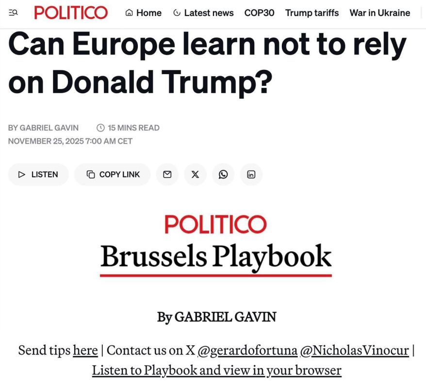 ������� ��������: ������������ ����� ��������� �� ������� � ������ �������������� ������ - Politico