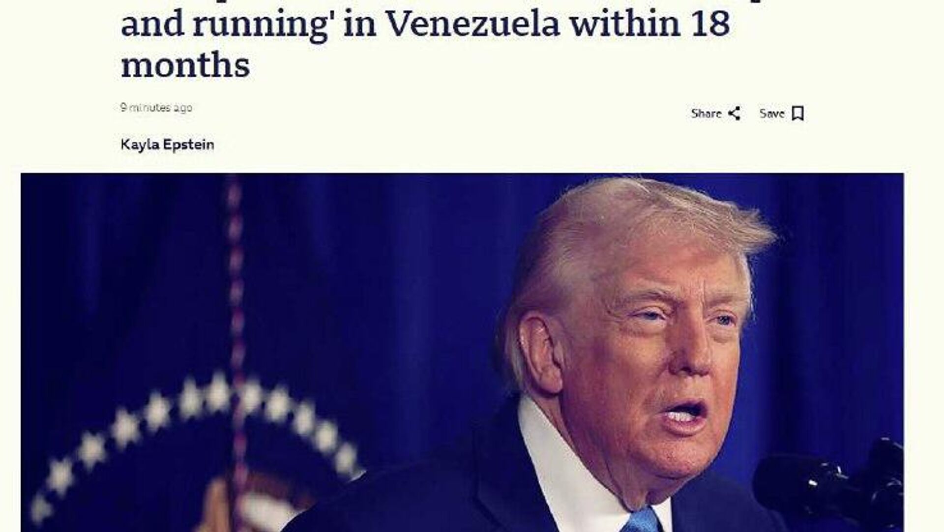 Трамп утверждает, что американские нефтяные компании могут «начать работать» в Венесуэле в течение 18 месяцев — сообщает BBC