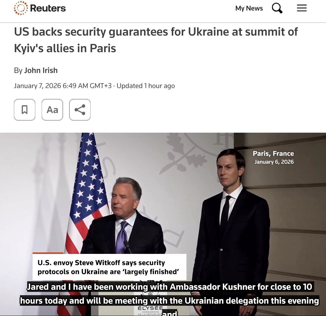 США НЕ ПОМОЖЕТ. Издание Reuters выпустило статью, в которой заявляется, что США поддерживают гарантии безопасности для Украины на саммите "коалиции желающих" в Париже, НО! Они не будут посылать войска
