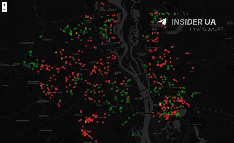 По всему Киеву сейчас сложная ситуация со светом — как на левом, так и на правом берегу, следует из данных мониторинга