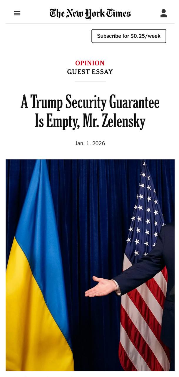 Алексей Журавлев: Ловить нечего: вот почему гарантии безопасности Трампа не помогут Киеву - The New York Times