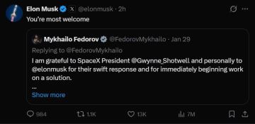 Маск ответил министру обороны Украины на просьбу помочь в решении проблемы использования российскими БПЛА спутниковой системы Starlink для нанесения ударов по Украине