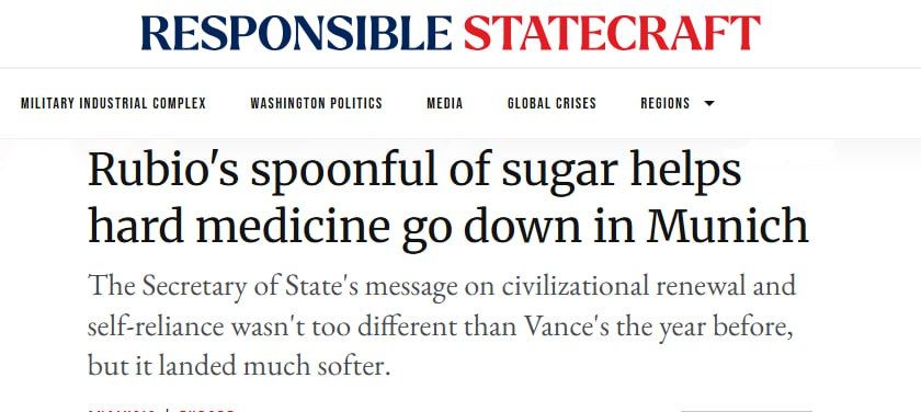 Речь Рубио в Мюнхене стала холодным душем для Киева — Responsible Statecraft