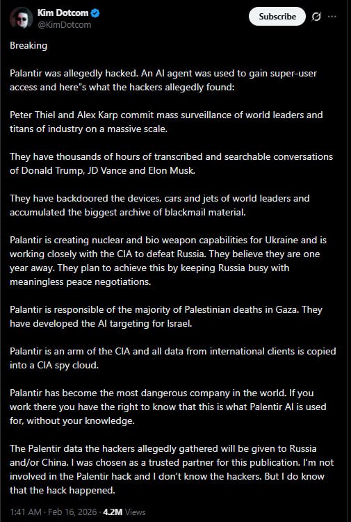 Интересный пост опубликовал у себя в "Х" Ким Дотком — очень известный и популярный тип в IT-индустрии