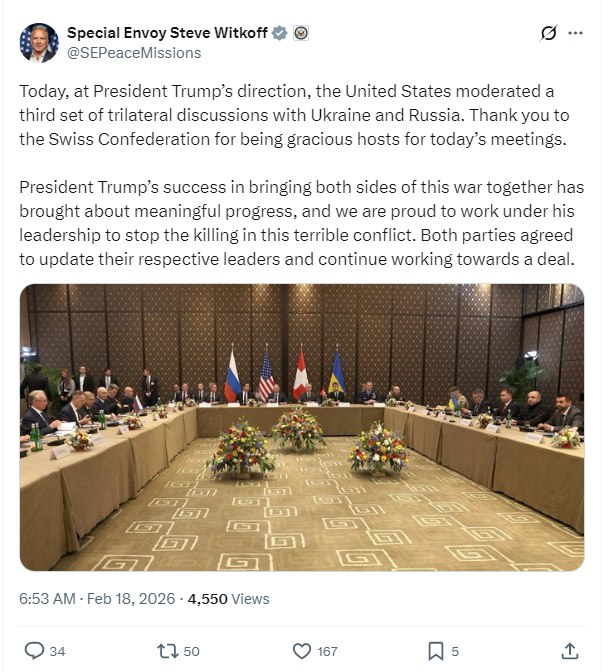 Уиткофф заявил о значительном прогрессе на переговорах по Украине