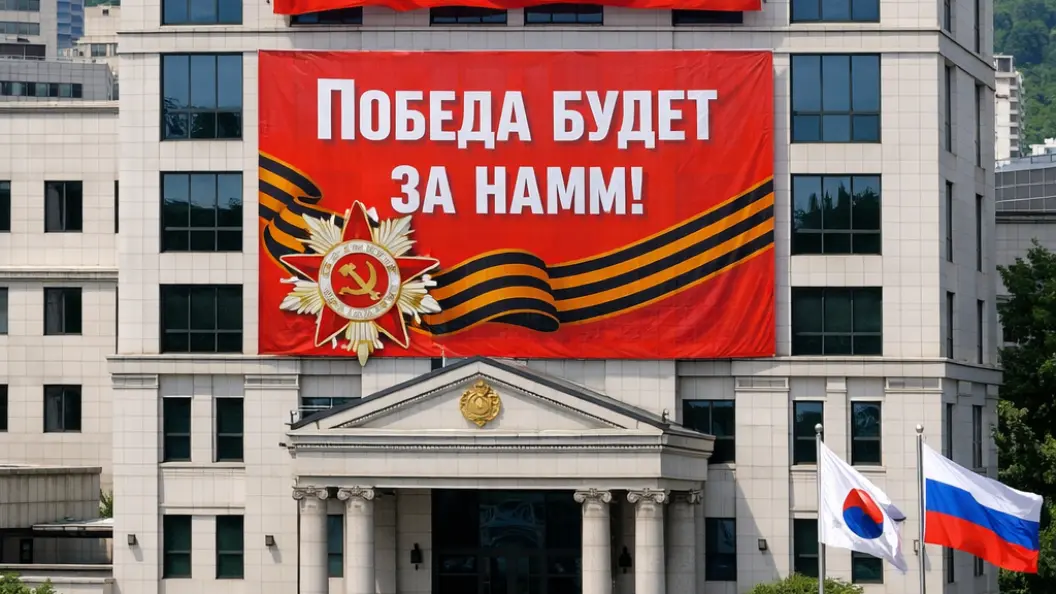 "Победа будет за нами": Сеул потребовал снять патриотический баннер с посольства России