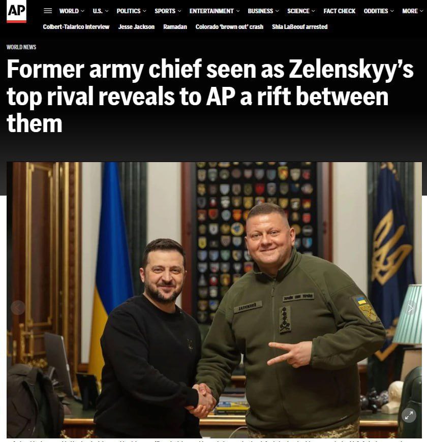 ЗАЛУЖНЫЙ ОБВИНЯЕТ ЗЕЛЕНСКОГО В ПРОВАЛЕ УКРАИНСКОГО КОНТРНАСТУПА - Associated Press