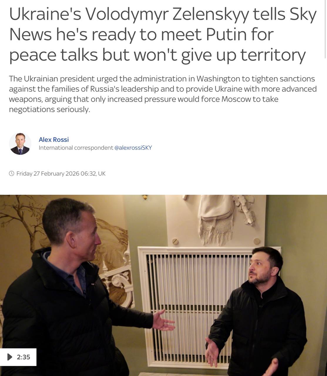 Владимир Корнилов: Зеленский опять повторил, что готов встретиться с Путиным в любой стране, кроме России и Белоруссии