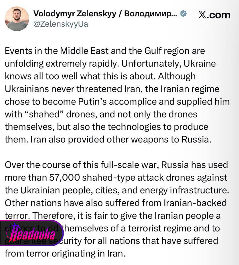 Зеленский поддержал удары США и Израиля по Ирану и назвал правительство якобы «сообщником Путина»